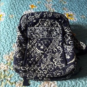 Vera Bradley Navy and Cream Quilted Floral Backpack